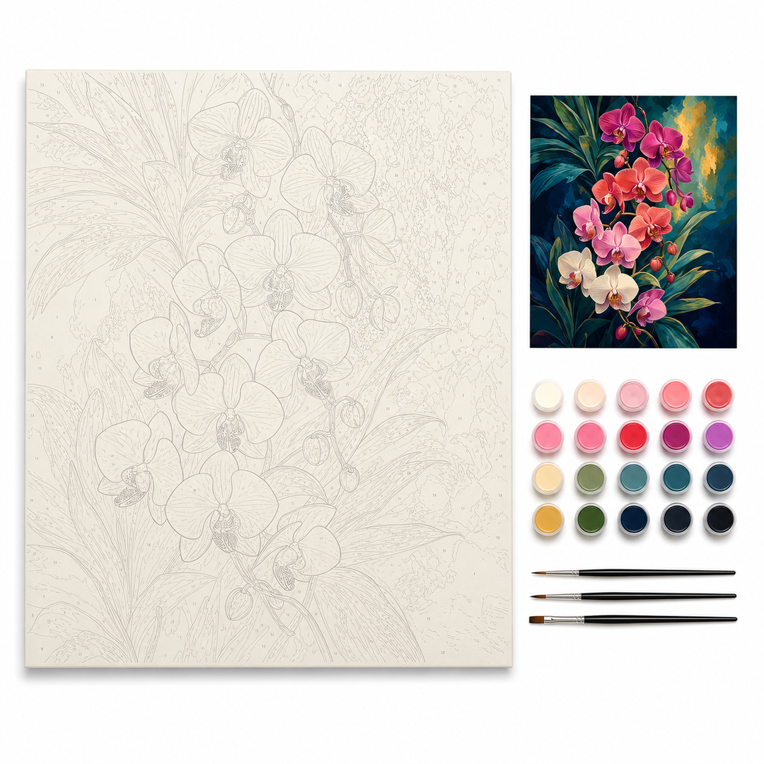 Orquídeas tropicales - kit sin pintar