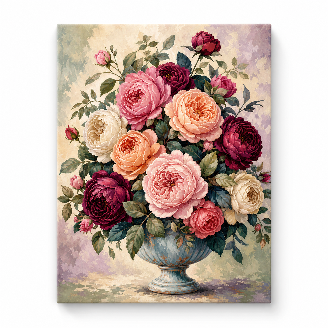 Rosas inglesas - lienzo terminado