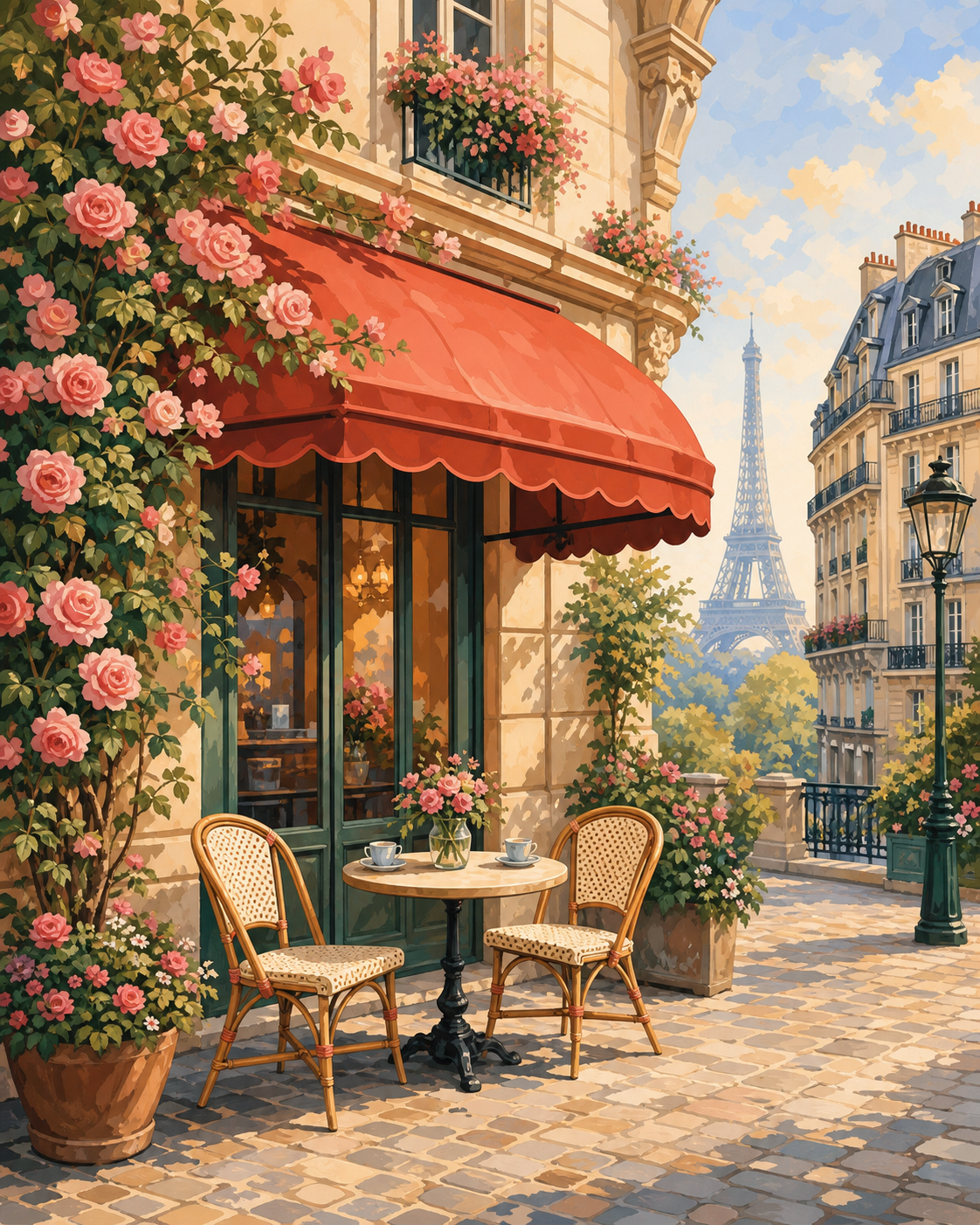 Café parisino en primavera - diseño maestro