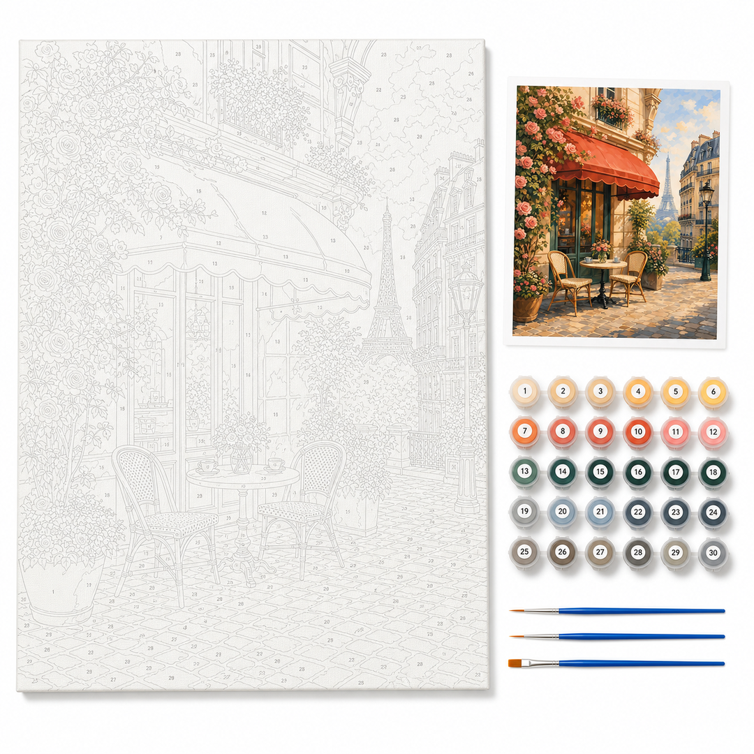 Café parisino en primavera - kit sin pintar