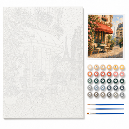 Café parisino en primavera - kit sin pintar
