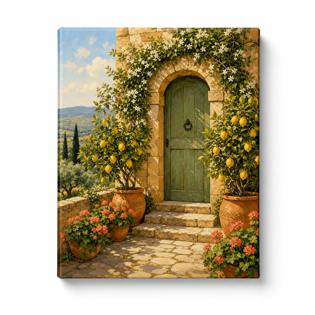 Puerta toscana con limoneros - lienzo terminado