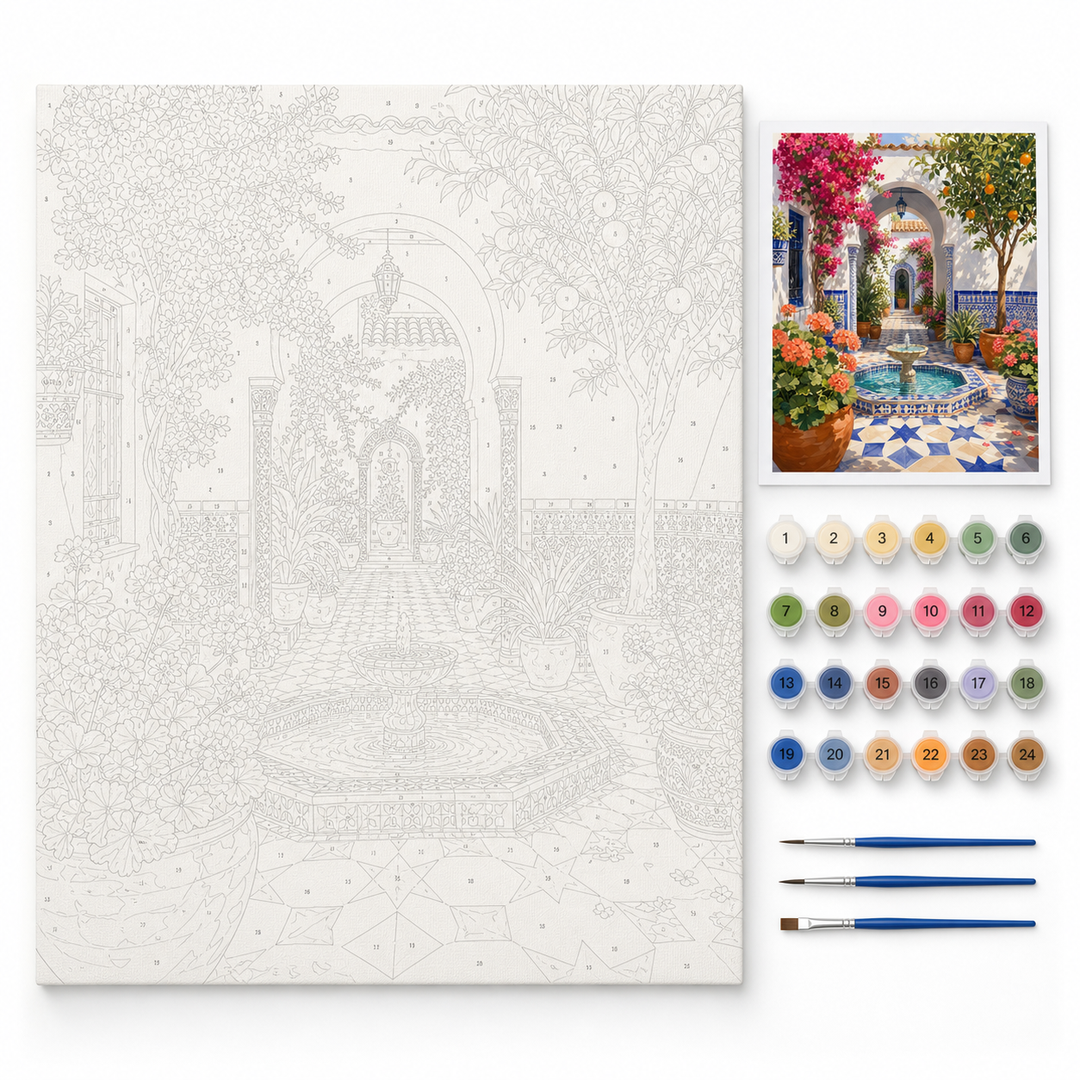 Patio andaluz con fuente - kit sin pintar