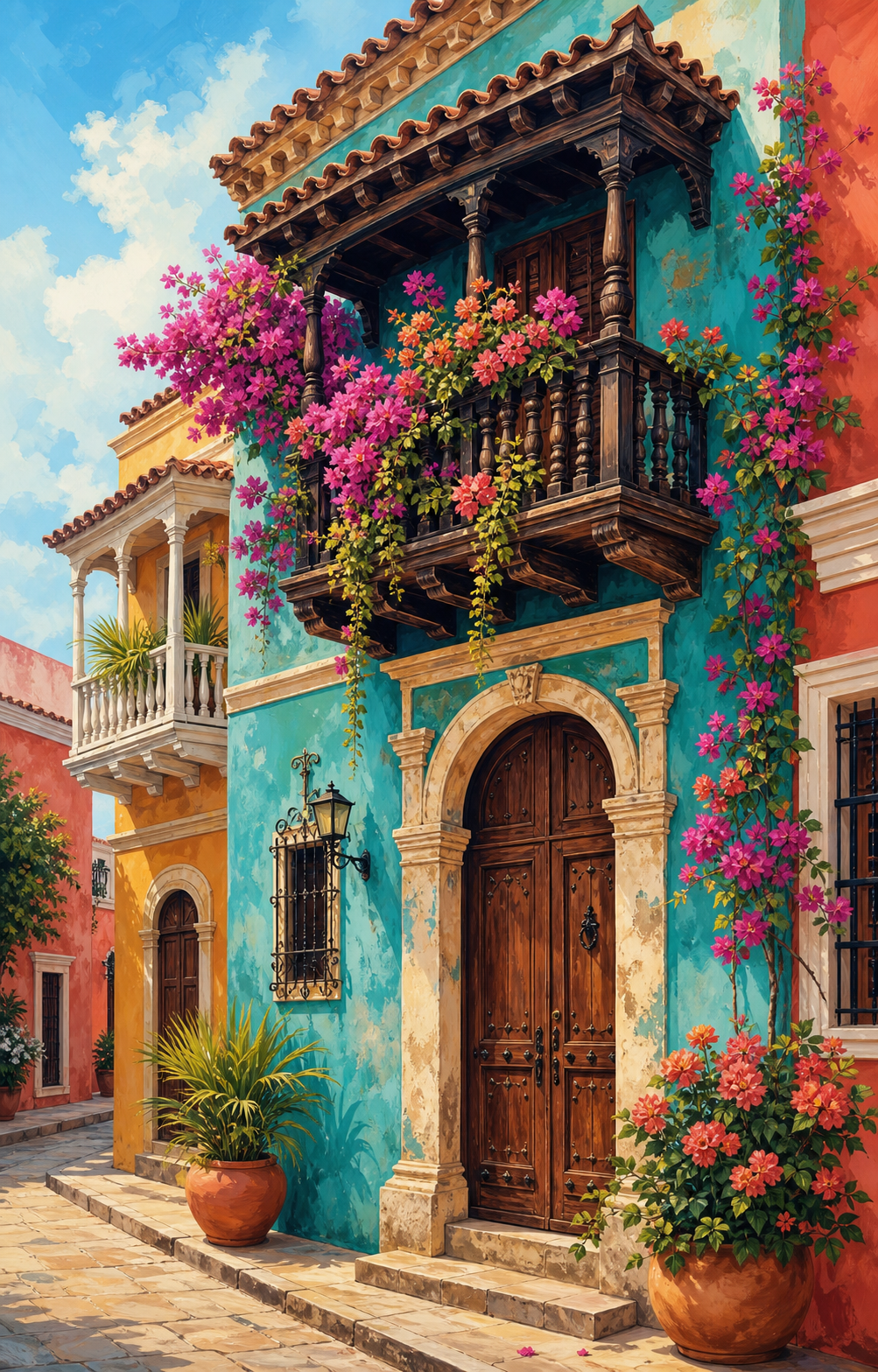 Balcón colonial en Cartagena - diseño maestro