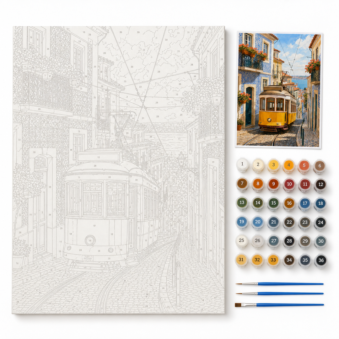 Rincón de Lisboa con tranvía - kit sin pintar