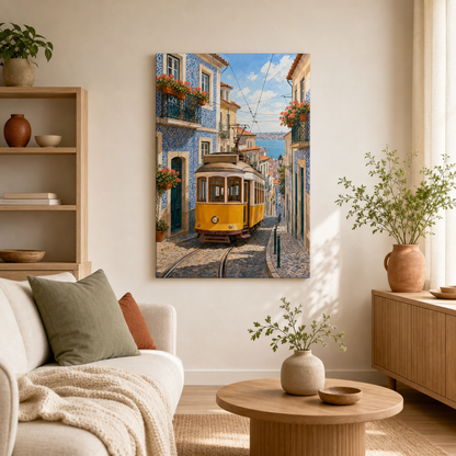 Rincón de Lisboa con tranvía - ambiente