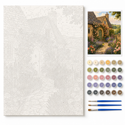 Cabaña inglesa entre rosas - kit sin pintar
