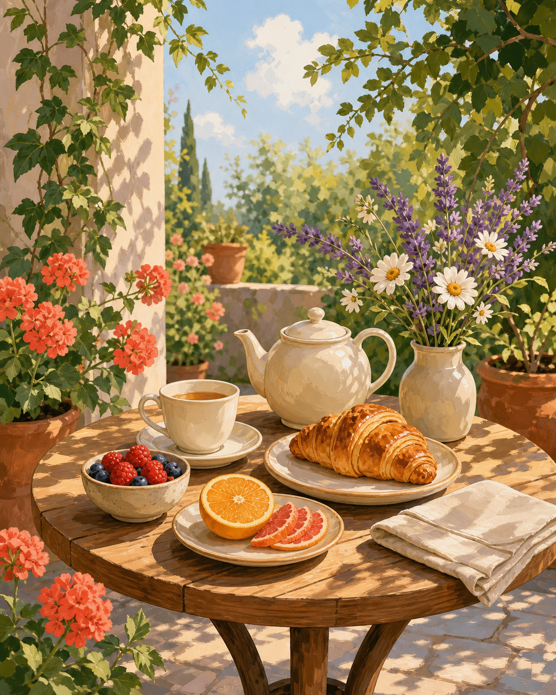 Desayuno en el jardín - diseño maestro