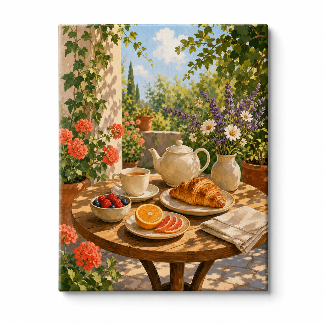 Desayuno en el jardín - lienzo terminado