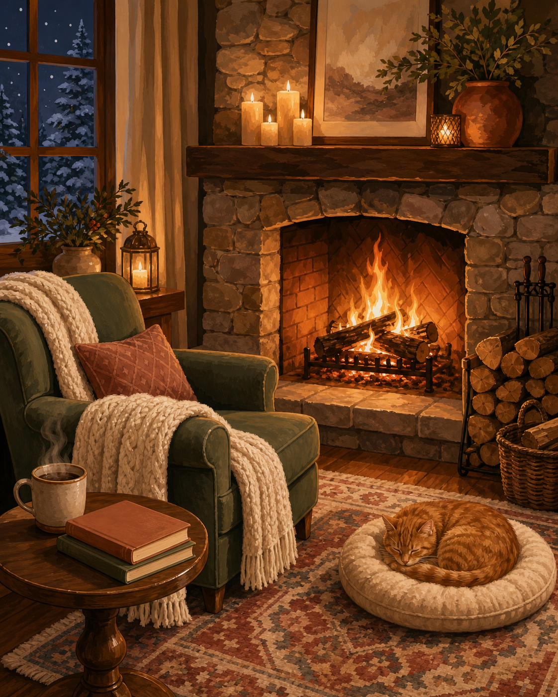 Noche junto a la chimenea - diseño maestro