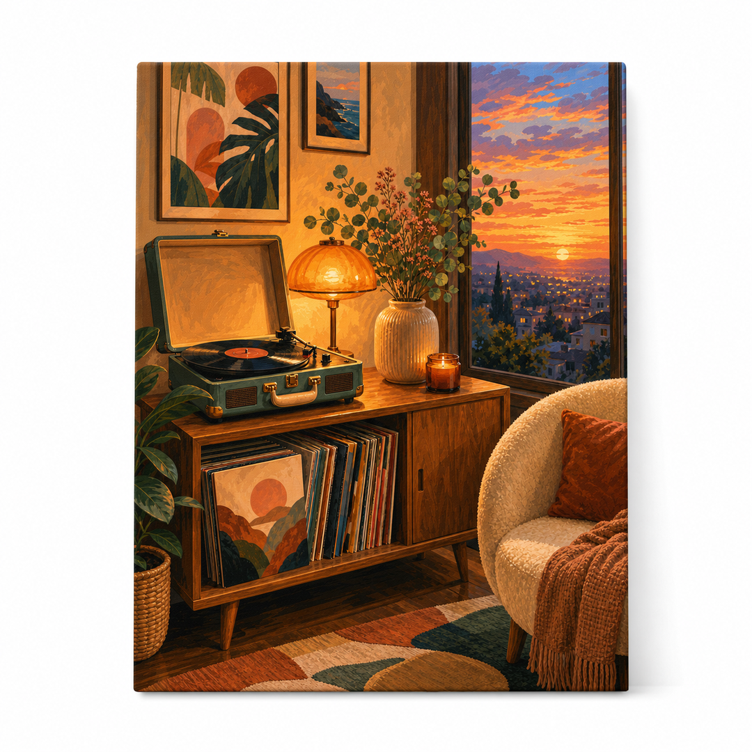Vinilos al atardecer - lienzo terminado