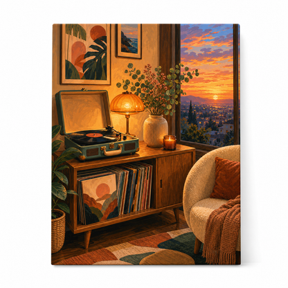 Vinilos al atardecer - lienzo terminado