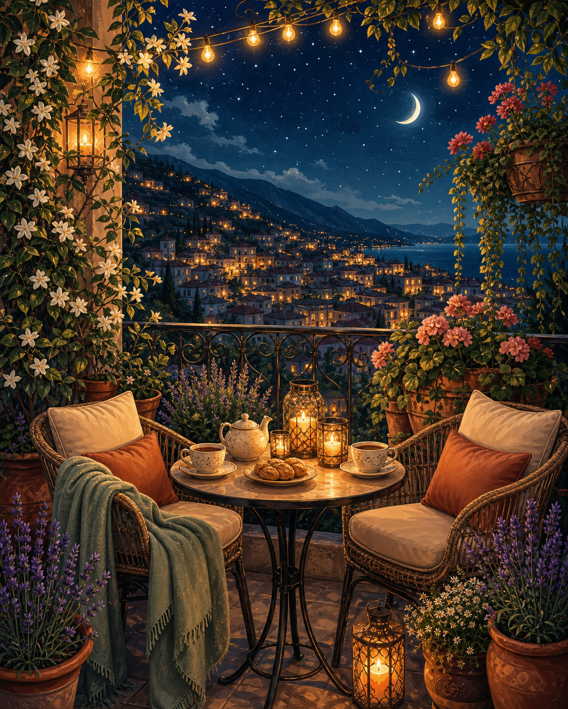 Noche en el balcón - diseño maestro