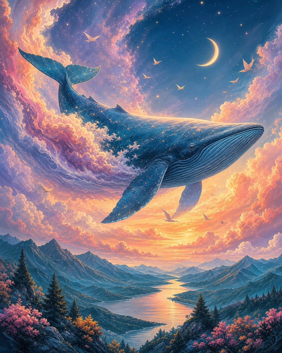 Ballena entre las nubes - diseño maestro