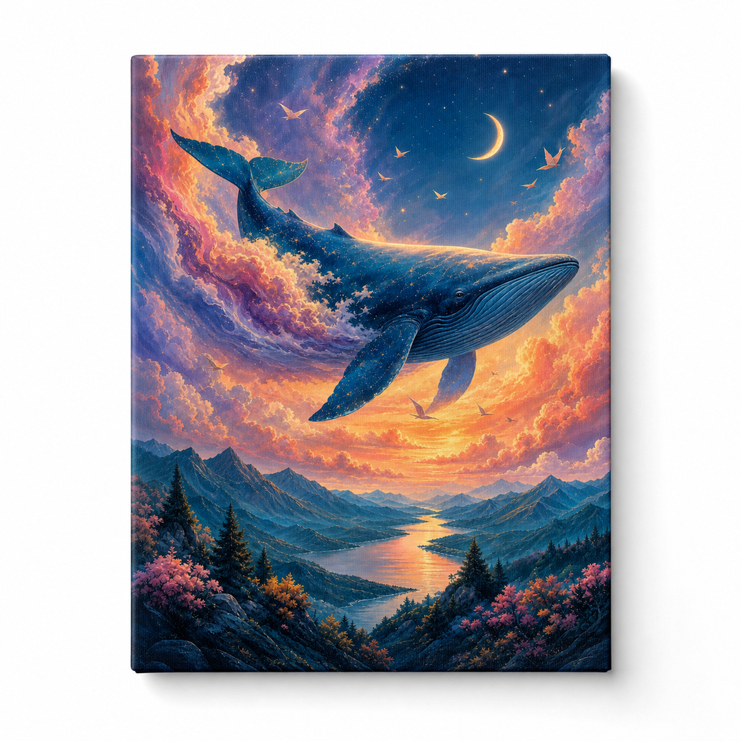 Ballena entre las nubes - lienzo terminado