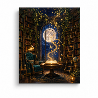 Biblioteca de la luna - lienzo terminado