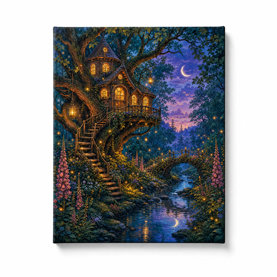 Casa del árbol encantada - lienzo terminado