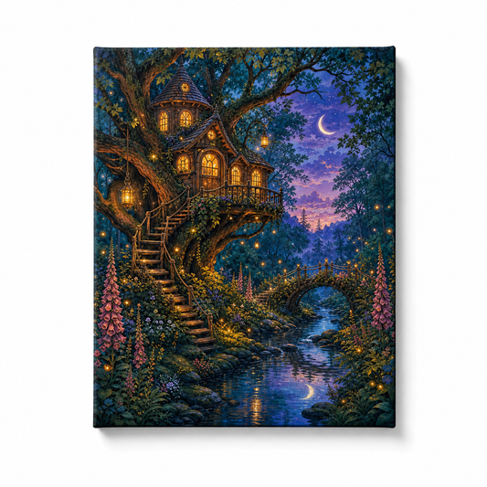 Casa del árbol encantada - lienzo terminado