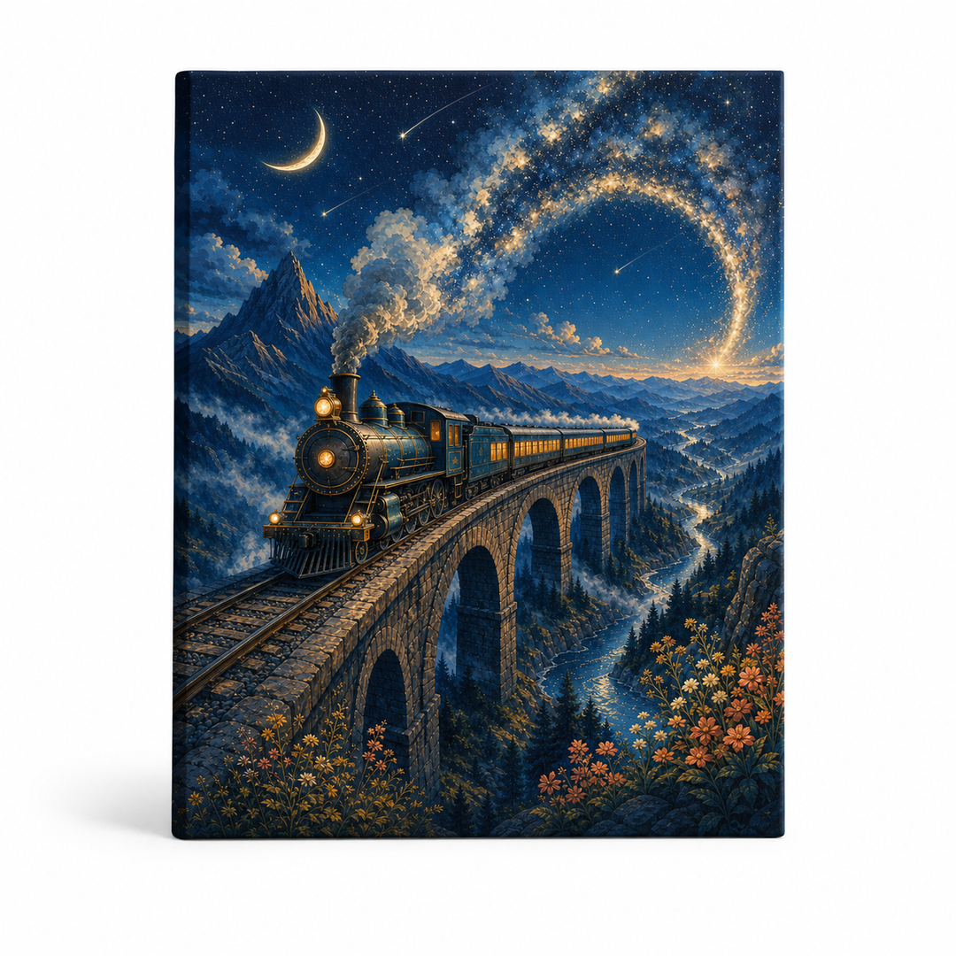 Tren hacia las estrellas - lienzo terminado