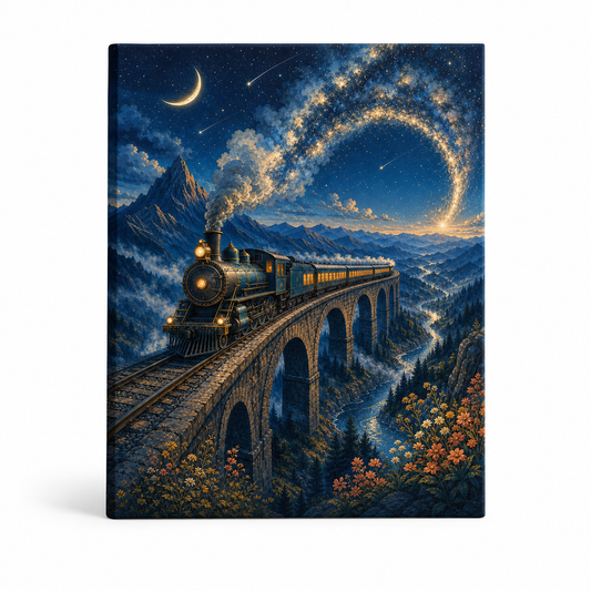 Tren hacia las estrellas - lienzo terminado