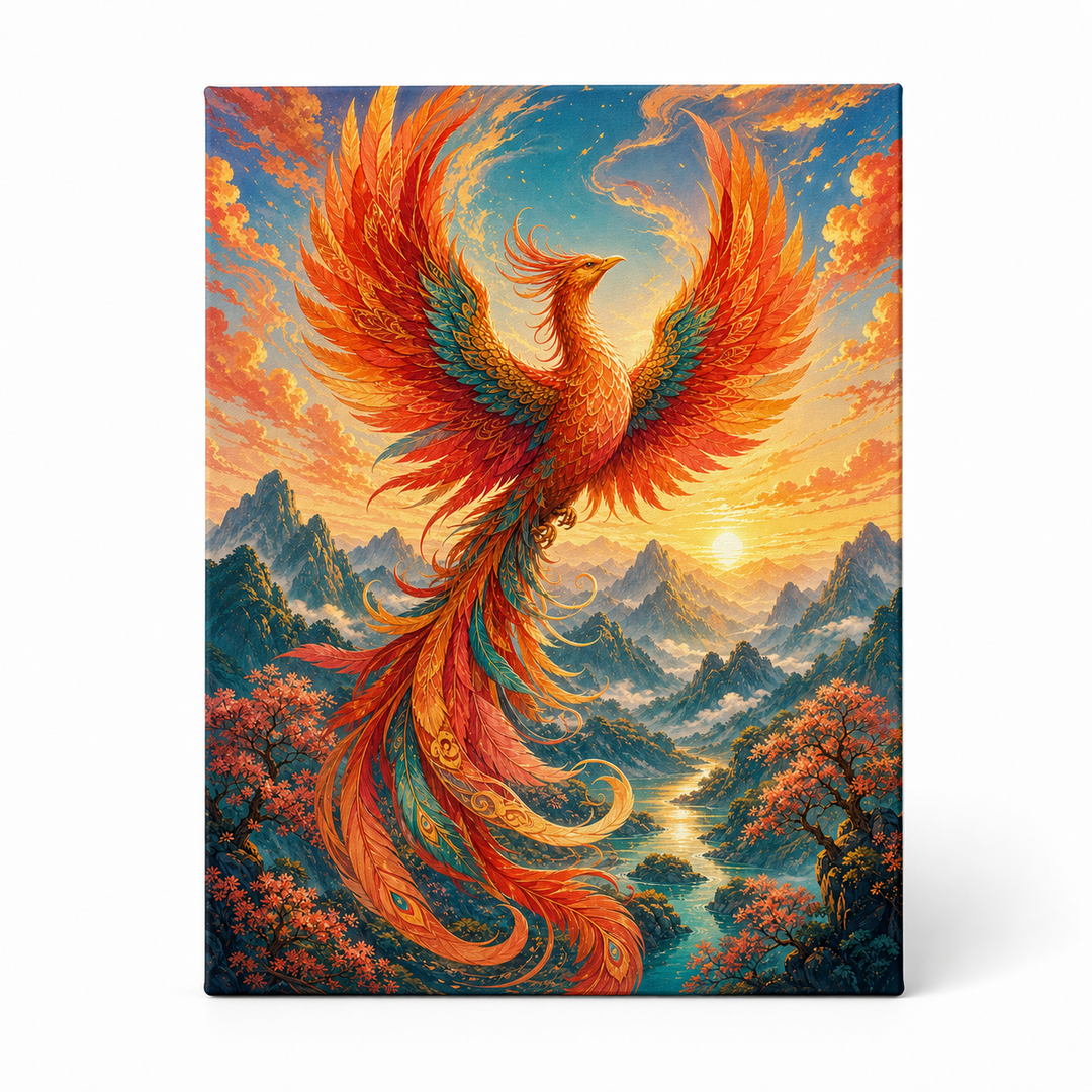Fénix al amanecer - lienzo terminado