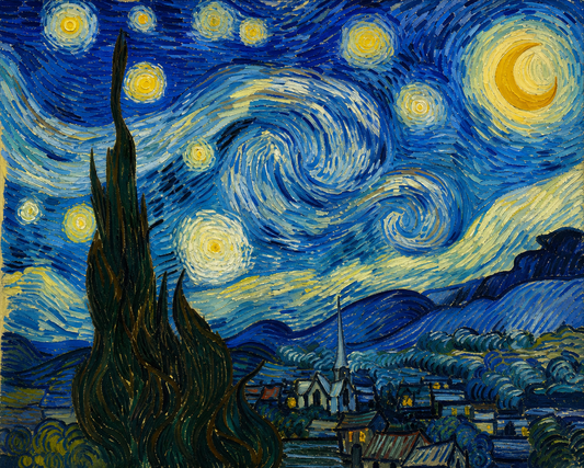 Noche estrellada — diseño del lienzo para pintar por números