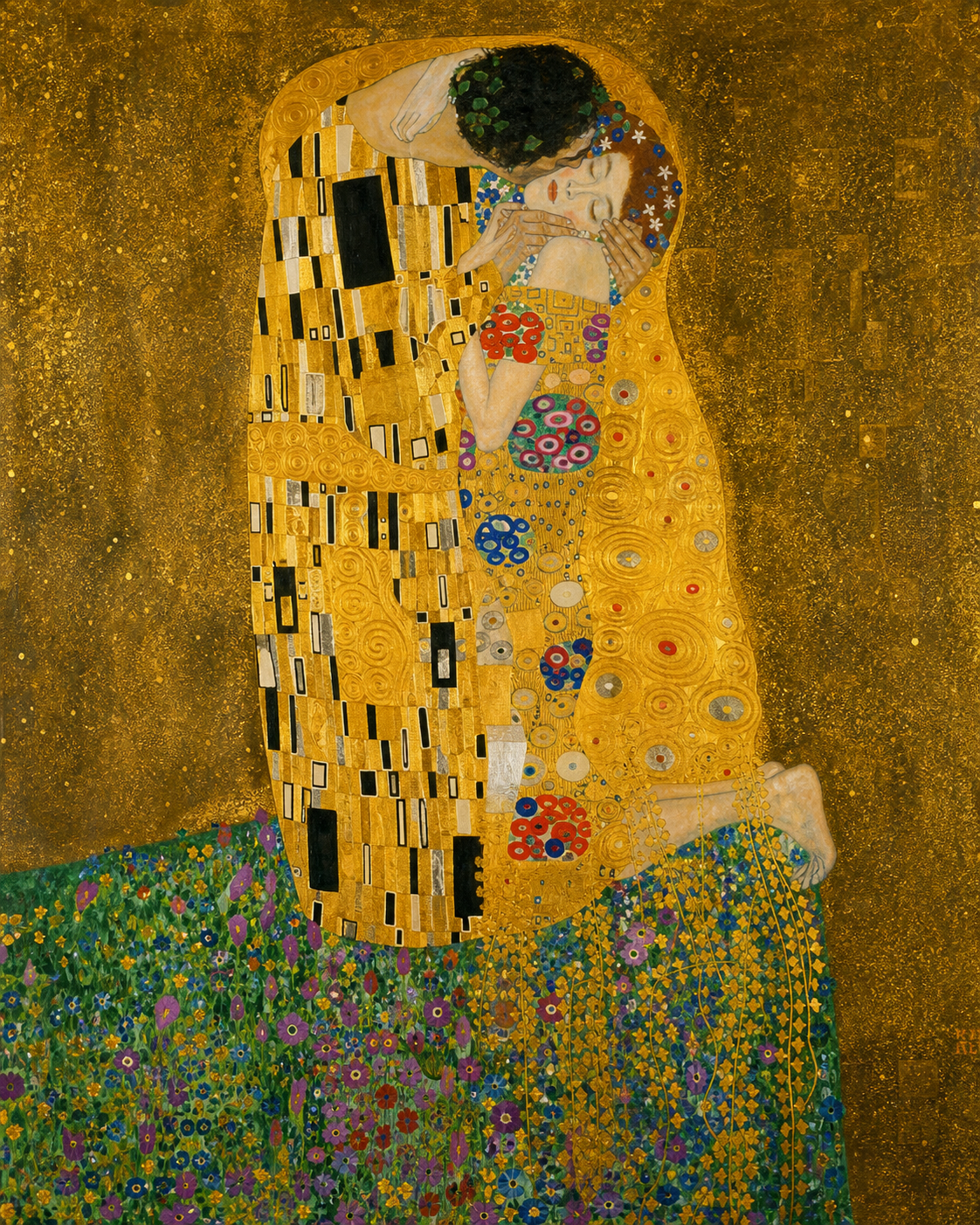 El beso de Klimt — diseño del lienzo para pintar por números