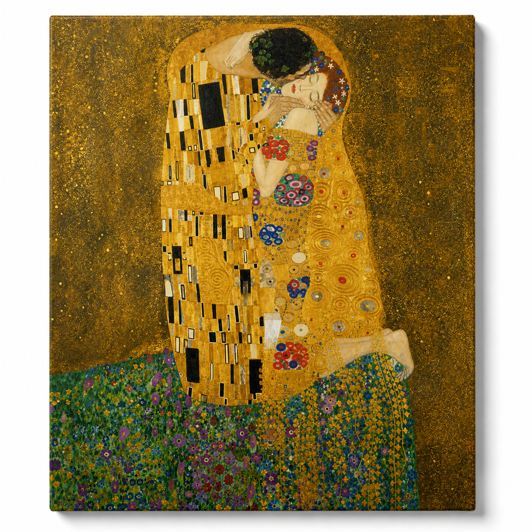 El beso de Klimt — lienzo terminado