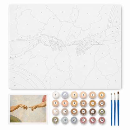 La creación de Adán — kit con lienzo numerado, pinturas y pinceles