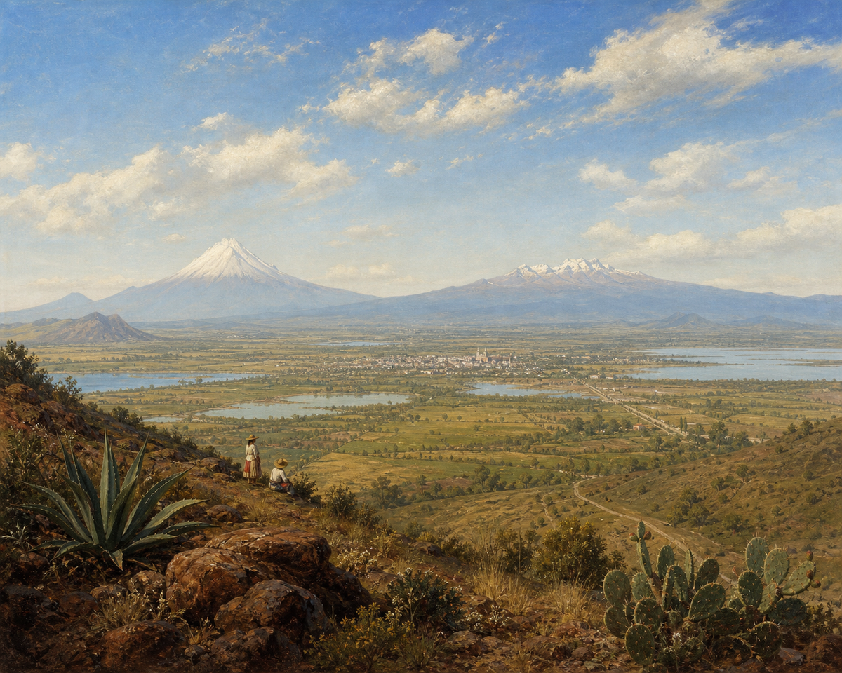Valle de México — diseño del lienzo para pintar por números