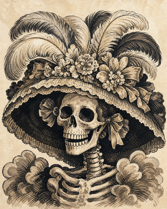 La calavera garbancera — diseño del lienzo para pintar por números