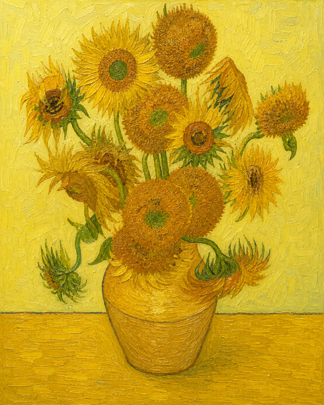 Girasoles de Van Gogh — diseño del lienzo para pintar por números