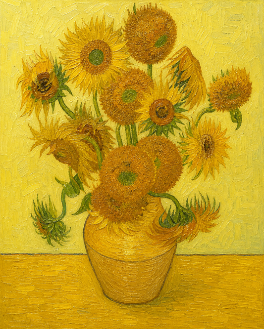 Girasoles de Van Gogh — diseño del lienzo para pintar por números