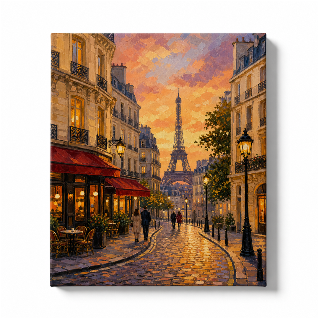 París al atardecer — lienzo terminado
