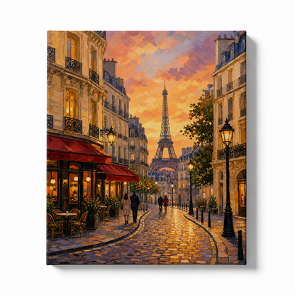 París al atardecer — lienzo terminado