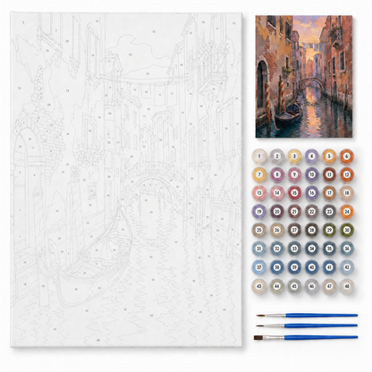 Canales de Venecia — kit con lienzo numerado, pinturas y pinceles