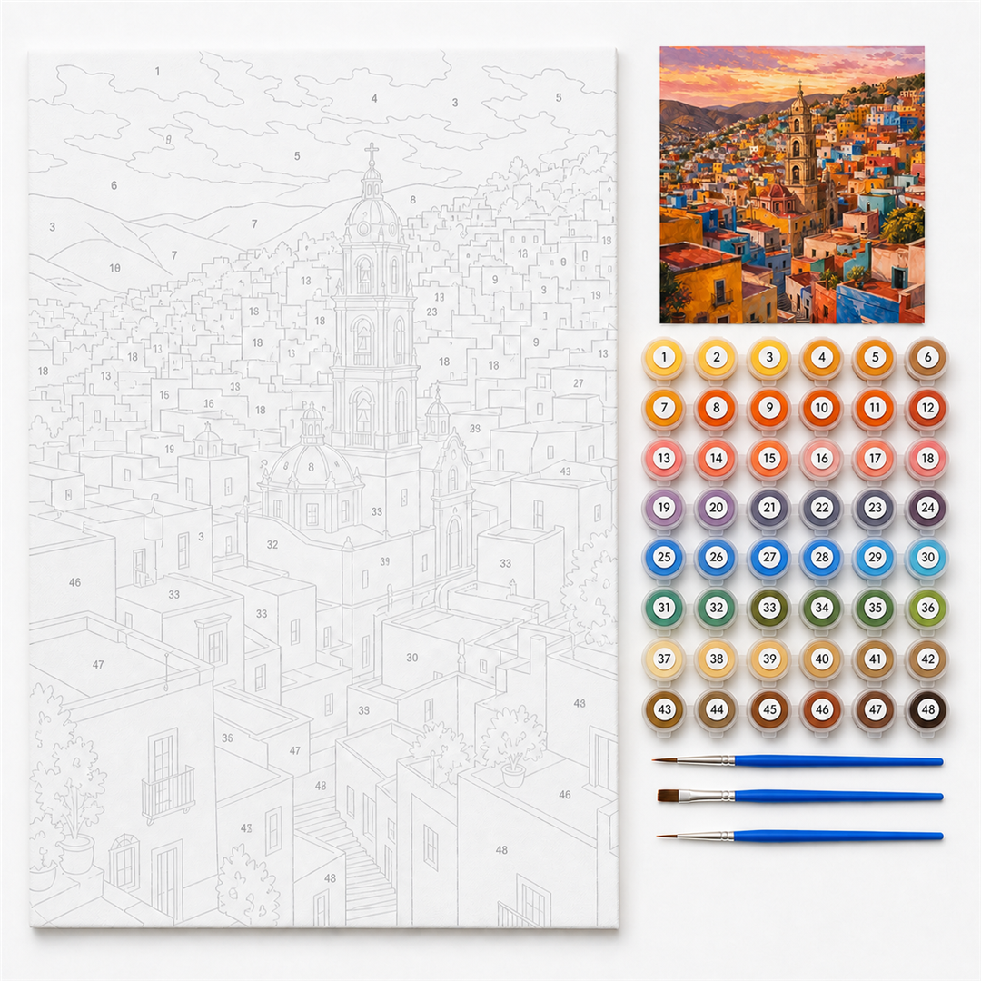 Guanajuato de colores — kit con lienzo numerado, pinturas y pinceles