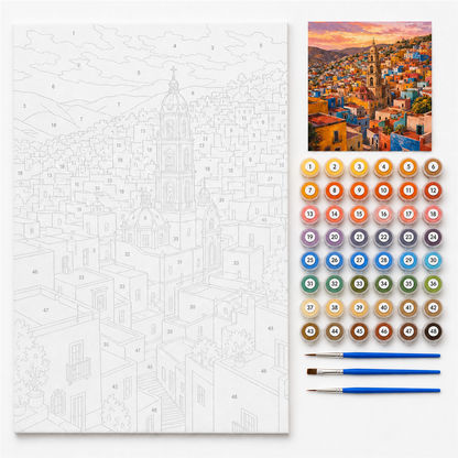 Guanajuato de colores — kit con lienzo numerado, pinturas y pinceles