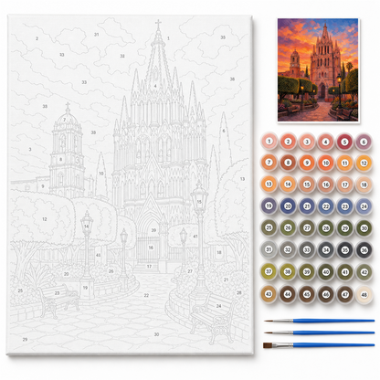 San Miguel de Allende — kit con lienzo numerado, pinturas y pinceles
