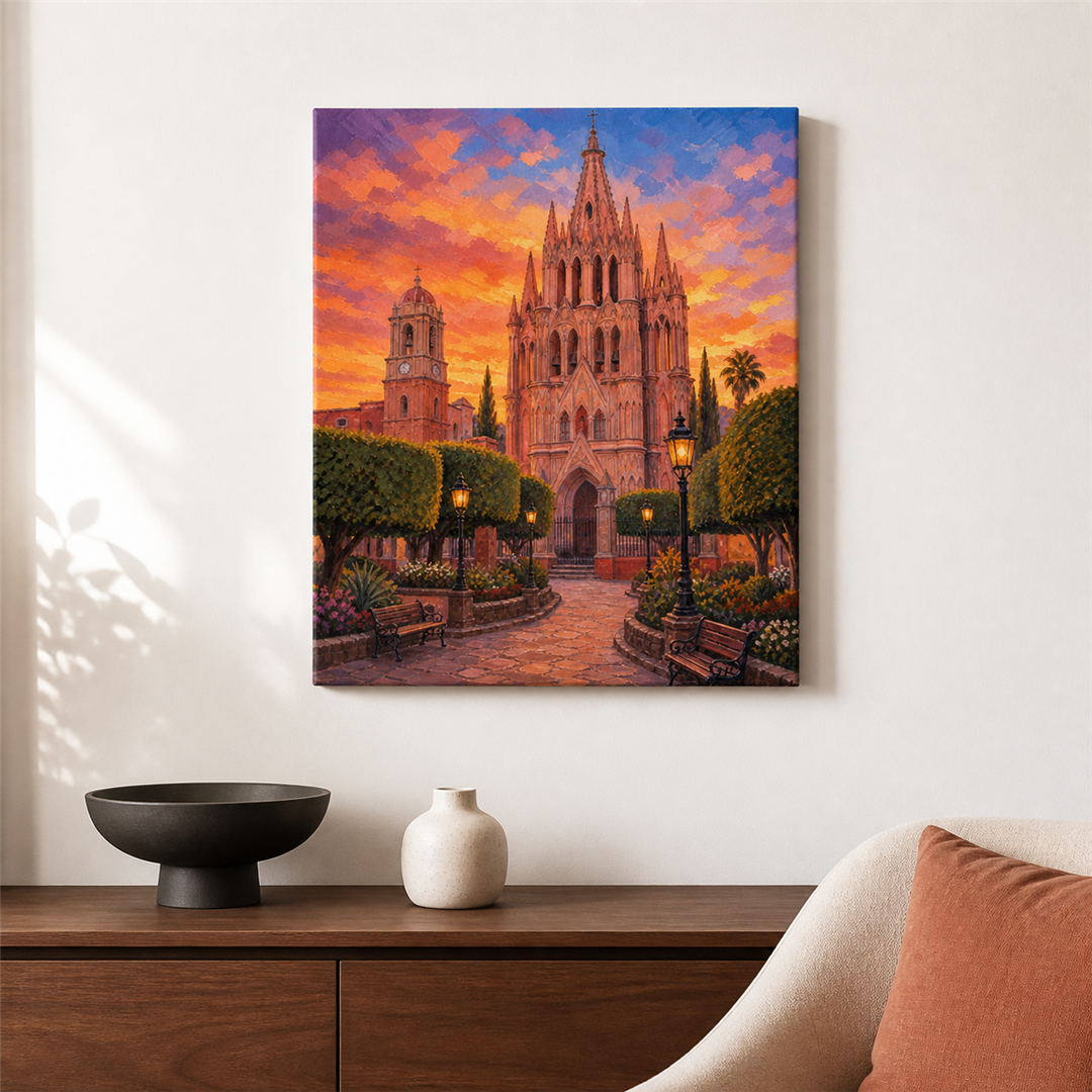 San Miguel de Allende — el cuadro terminado colgado en la pared
