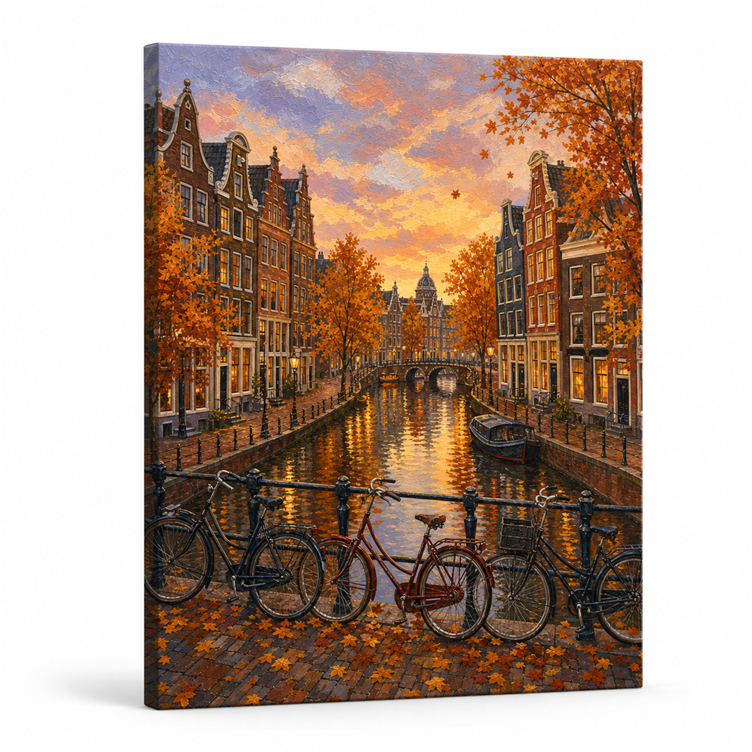 Ámsterdam en otoño — lienzo terminado