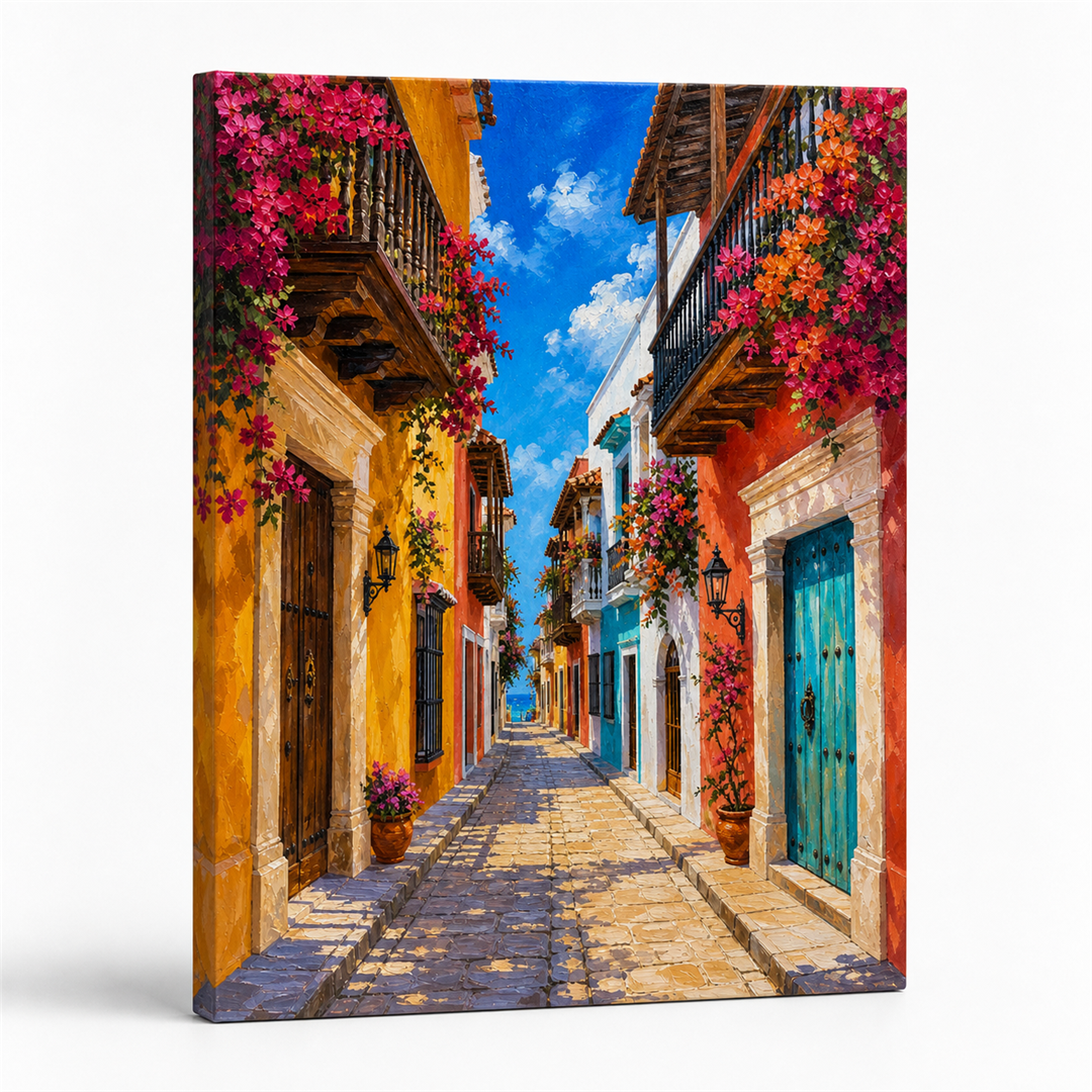 Cartagena colonial — lienzo terminado
