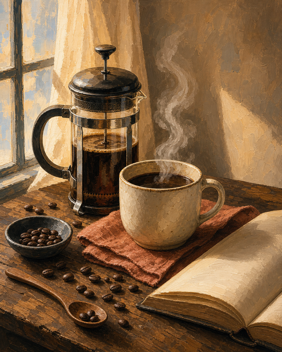 Ritual de café — diseño del lienzo para pintar por números