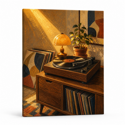 Vinilos y tardes largas — lienzo terminado
