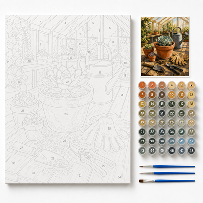 Manos en la tierra — kit con lienzo numerado, pinturas y pinceles