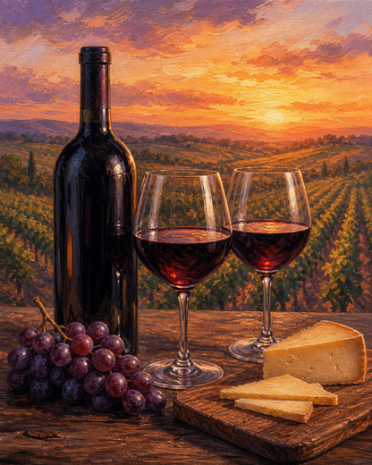 Brindis de viñedo — diseño del lienzo para pintar por números