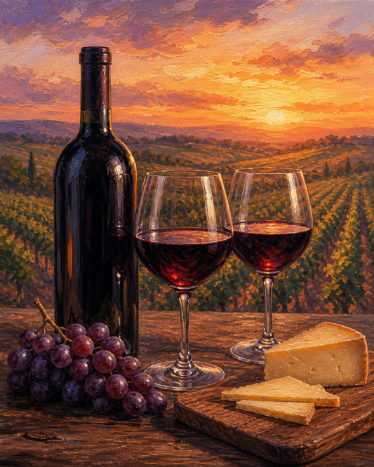 Brindis de viñedo — diseño del lienzo para pintar por números