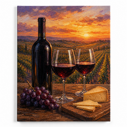 Brindis de viñedo — lienzo terminado