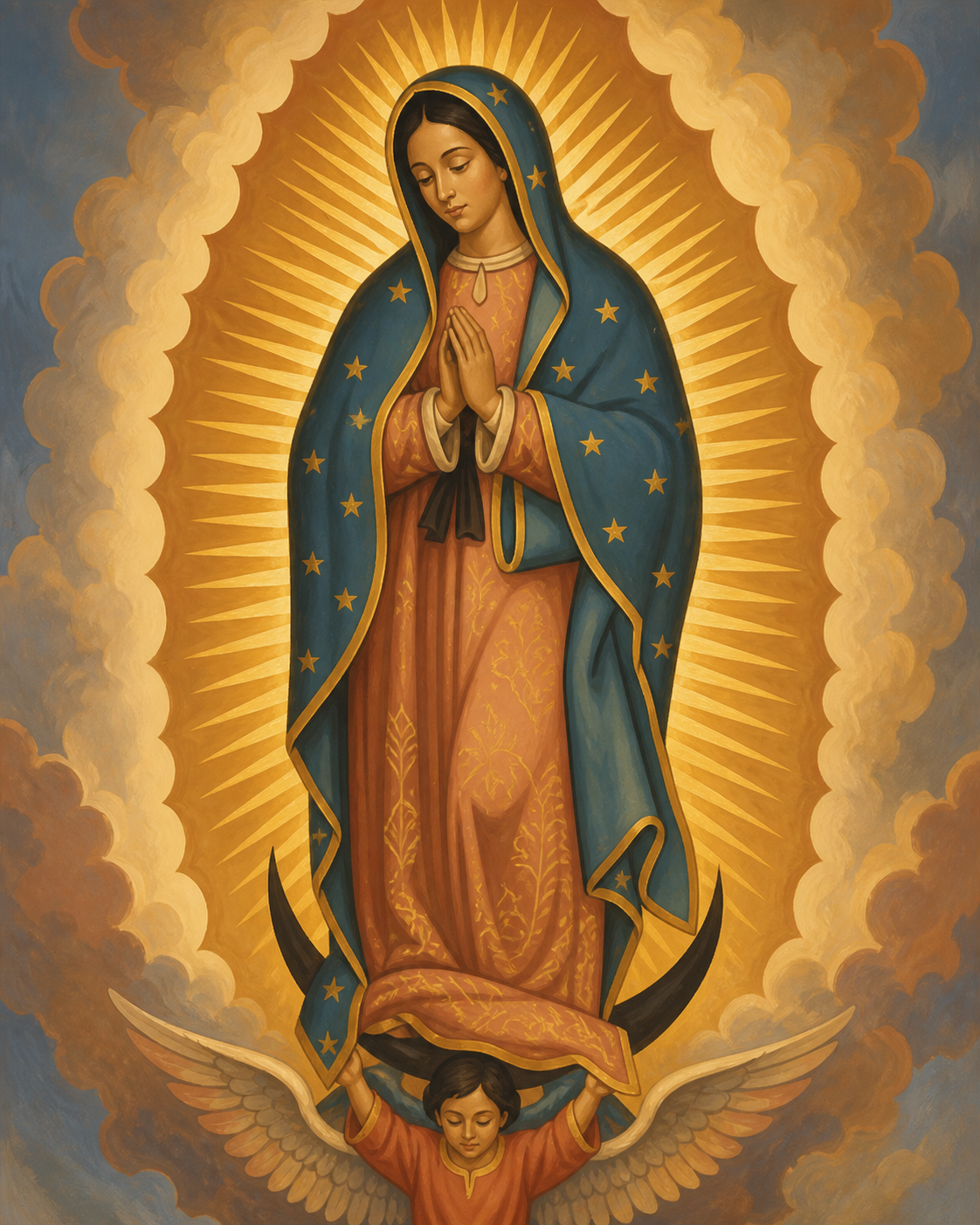 Virgen de Guadalupe — diseño del lienzo para pintar por números
