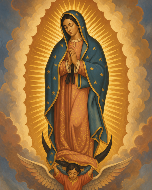 Virgen de Guadalupe — diseño del lienzo para pintar por números